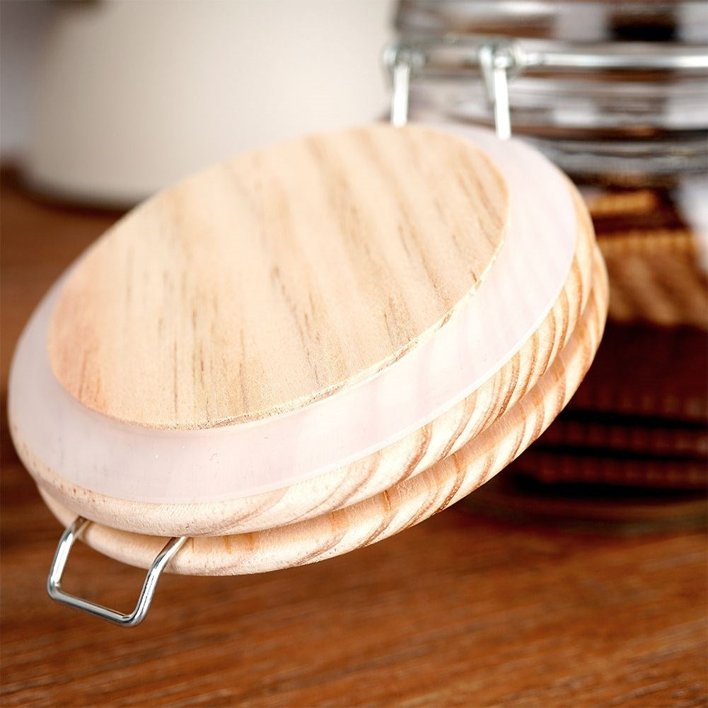 Thick glass jar with bamboo lid, airtight closure, 850 ml