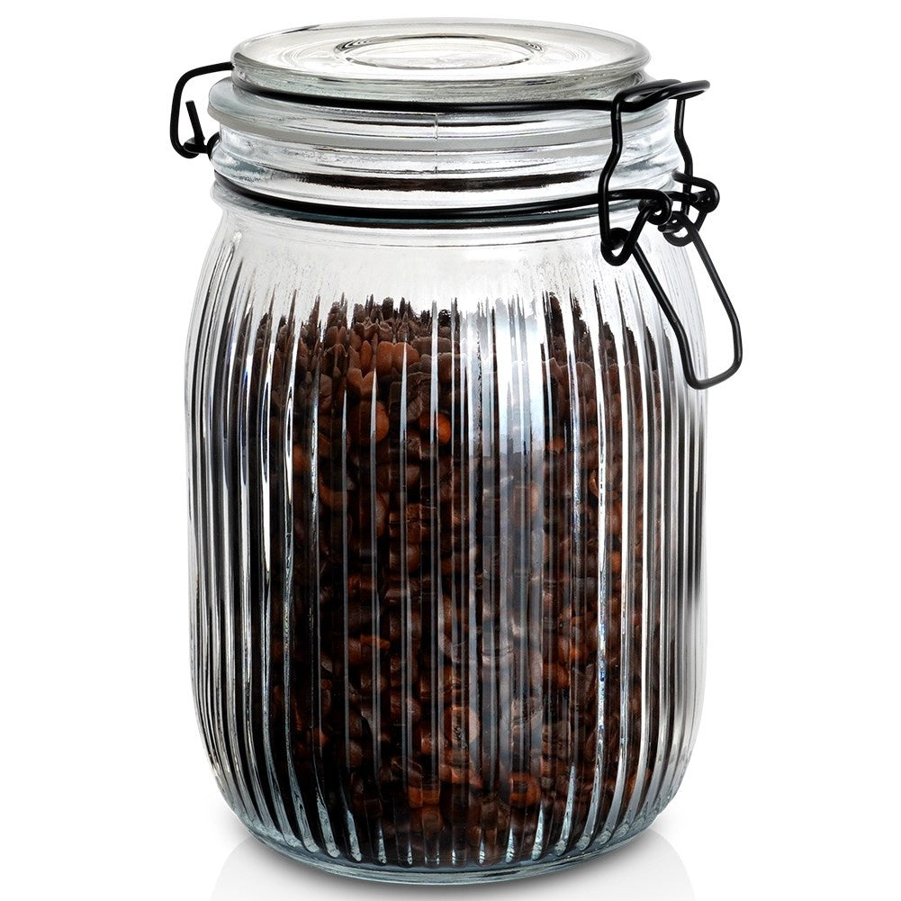 Thick glass jar with patent closure and rubber seal