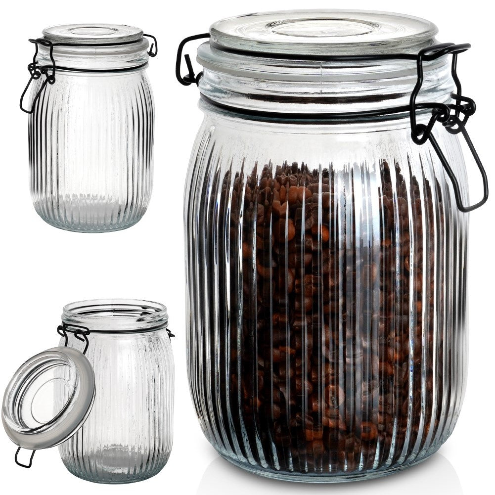Thick glass jar with patent closure and rubber seal