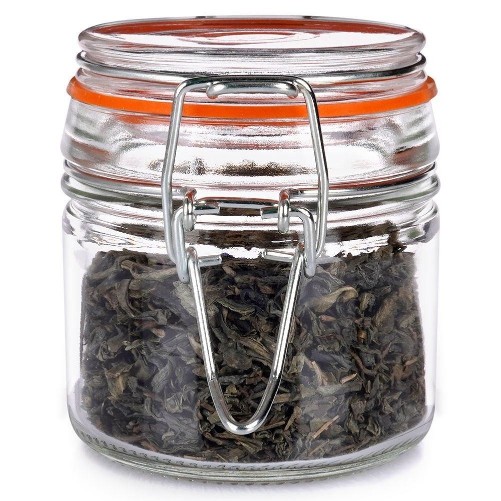 Thick glass jar with patent closure and rubber seal