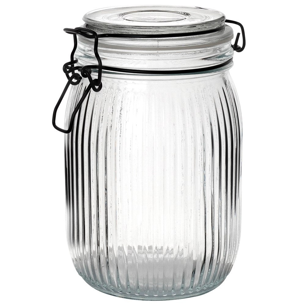 Thick glass jar with patent closure and rubber seal