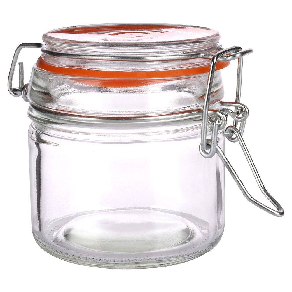 Thick glass jar with patent closure and rubber seal