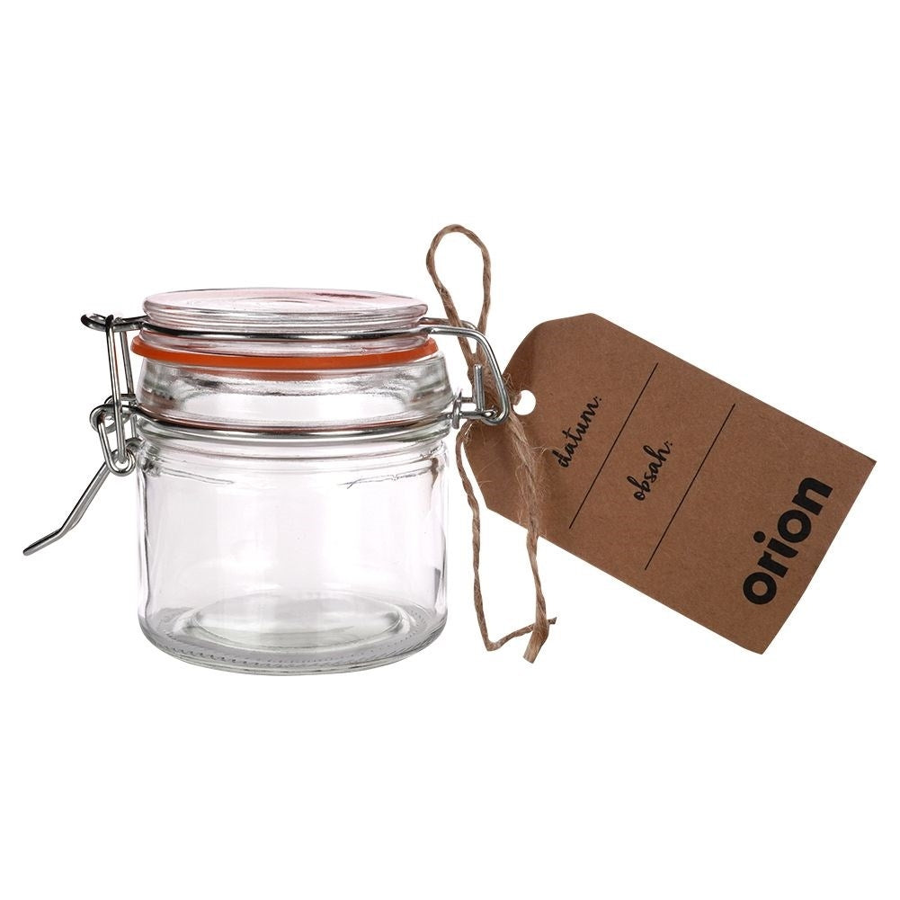 Thick glass jar with patent closure and rubber seal