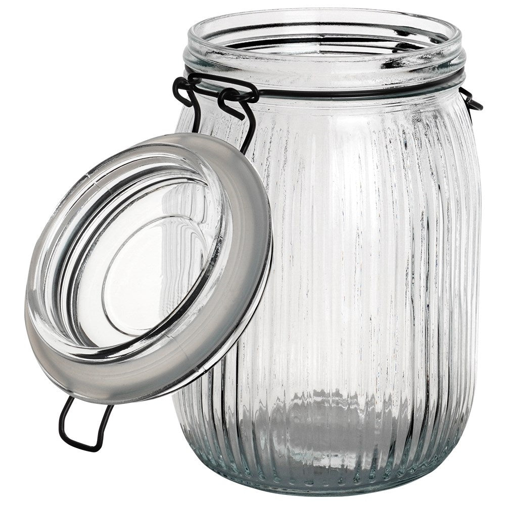 Thick glass jar with patent closure and rubber seal