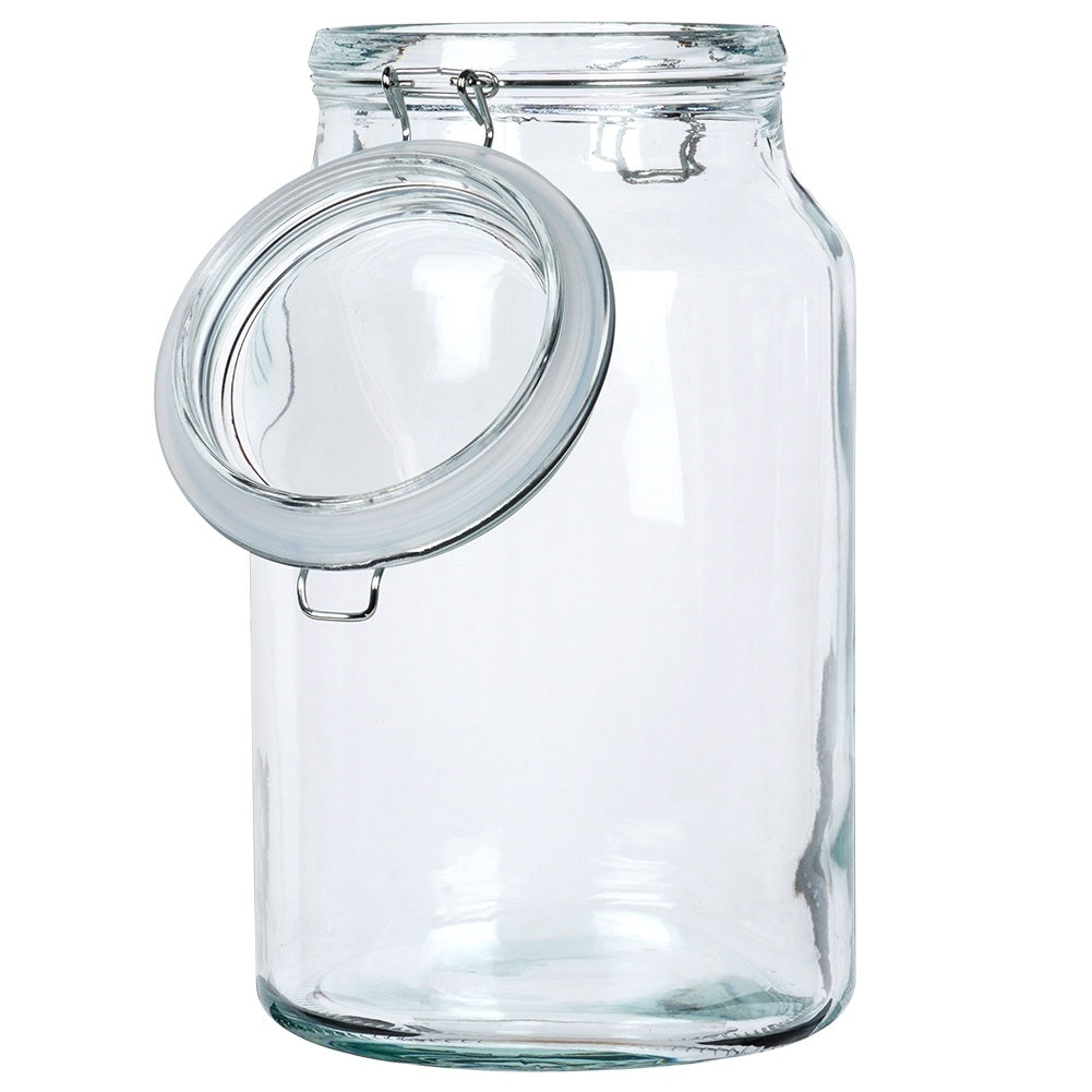 Thick glass jar with tight lid and rubber seal