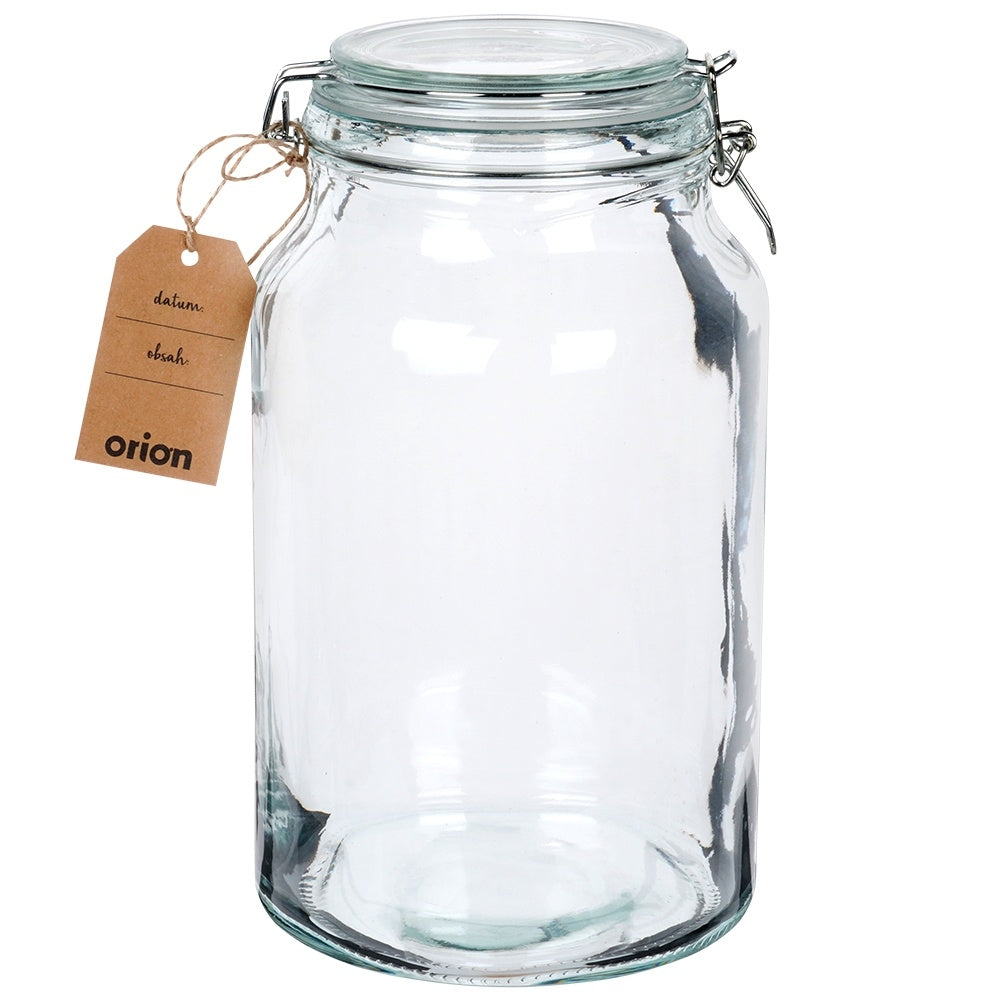 Thick glass jar with tight lid and rubber seal