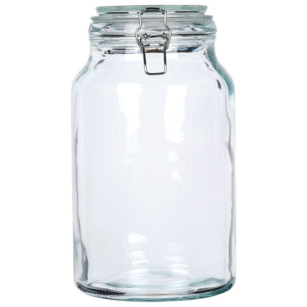 Thick glass jar with tight lid and rubber seal