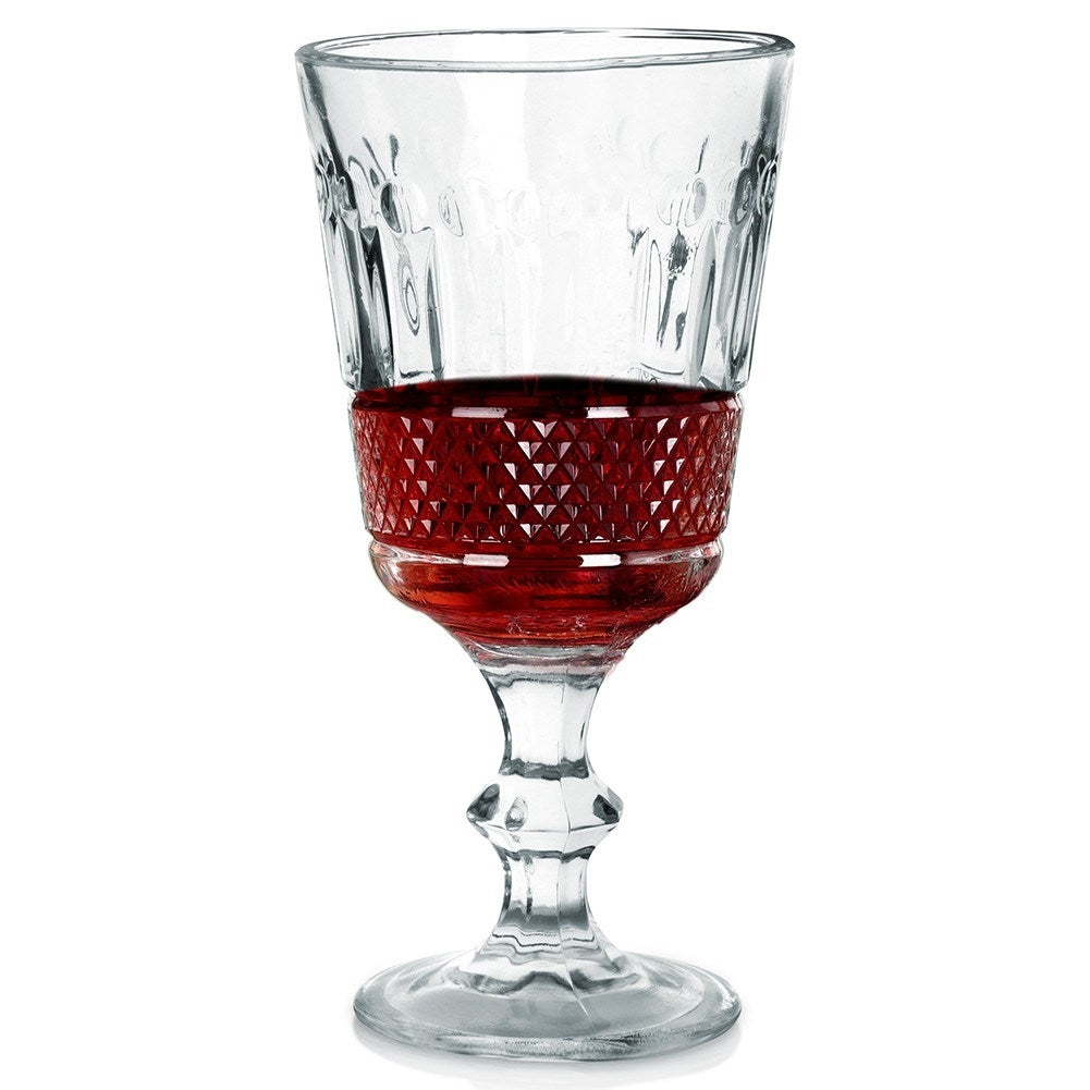 Thick glass with impressive decoration for wine and drinks