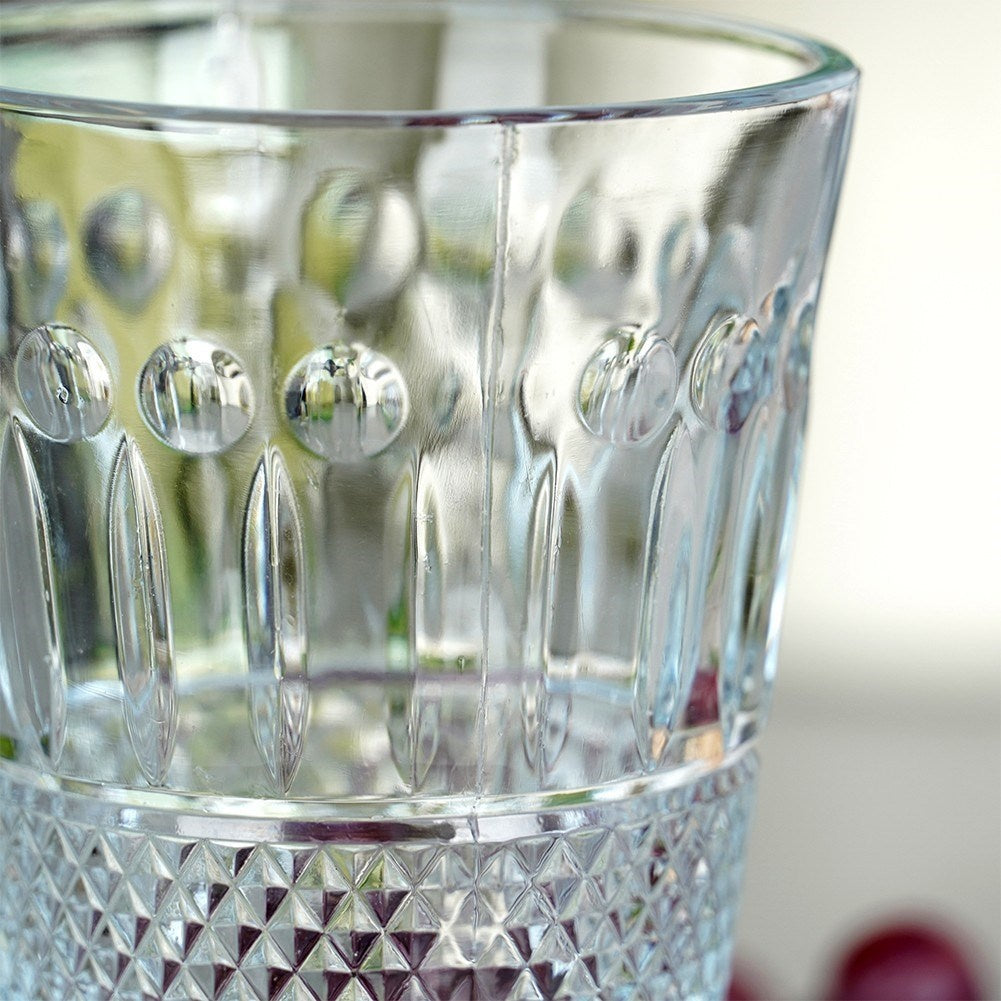 Thick glass with impressive decoration for wine and drinks