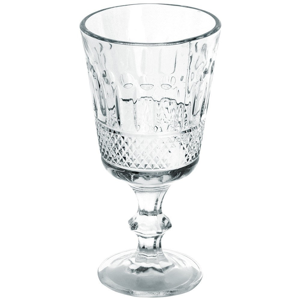 Thick glass with impressive decoration for wine and drinks