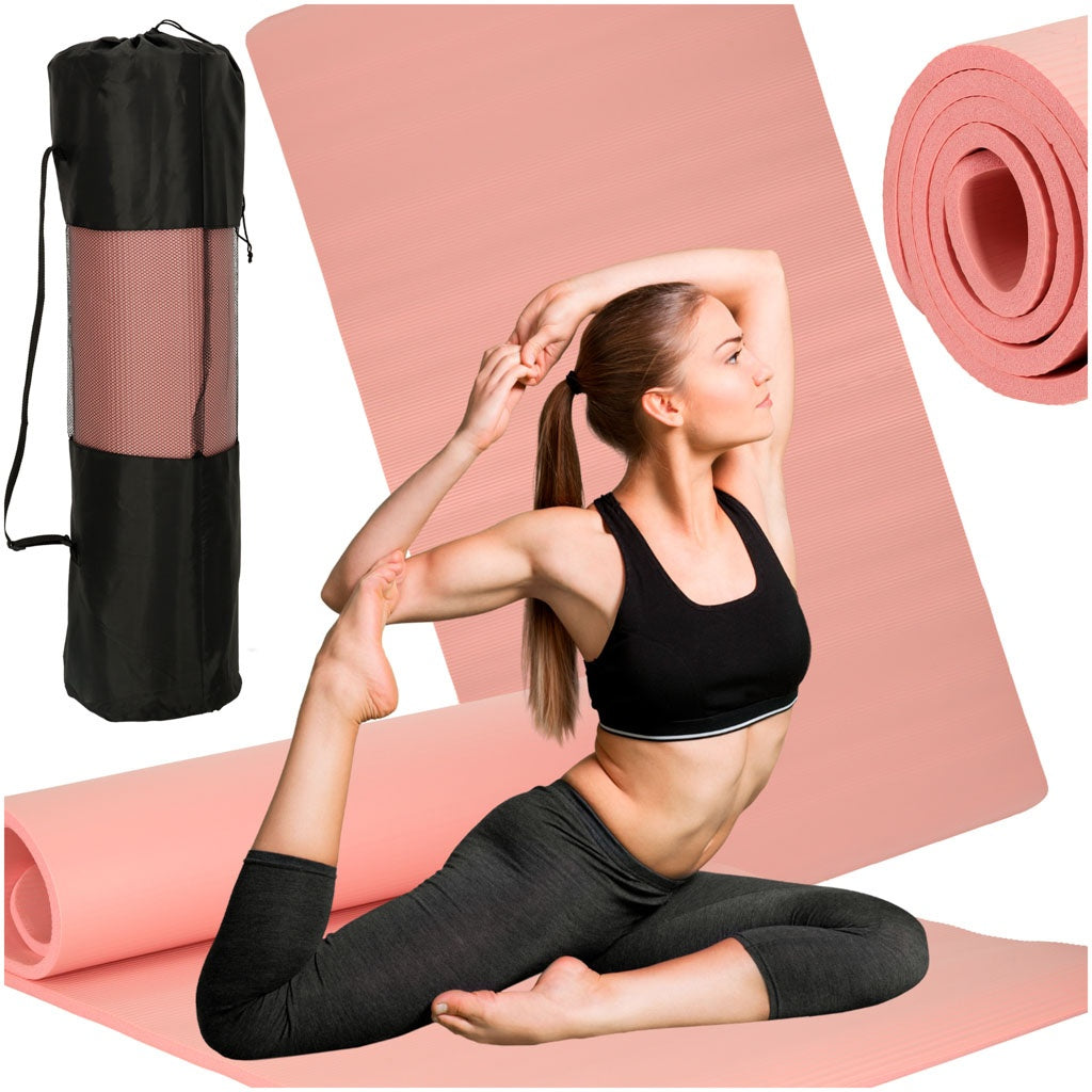 Thick yoga exercise mat 185x80x1.5 cm pink