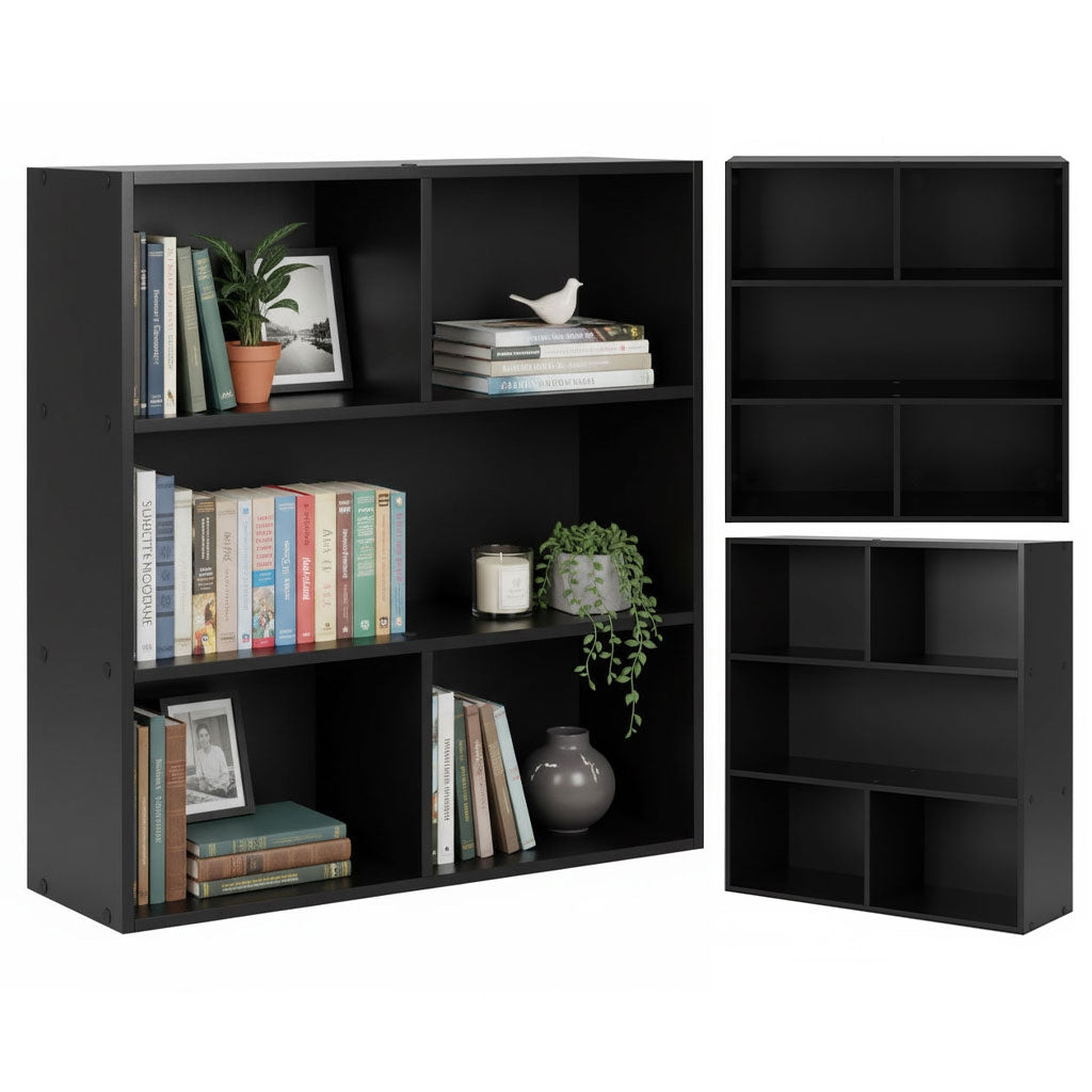 Three-Level Black Shelf for Living Room, Bedroom