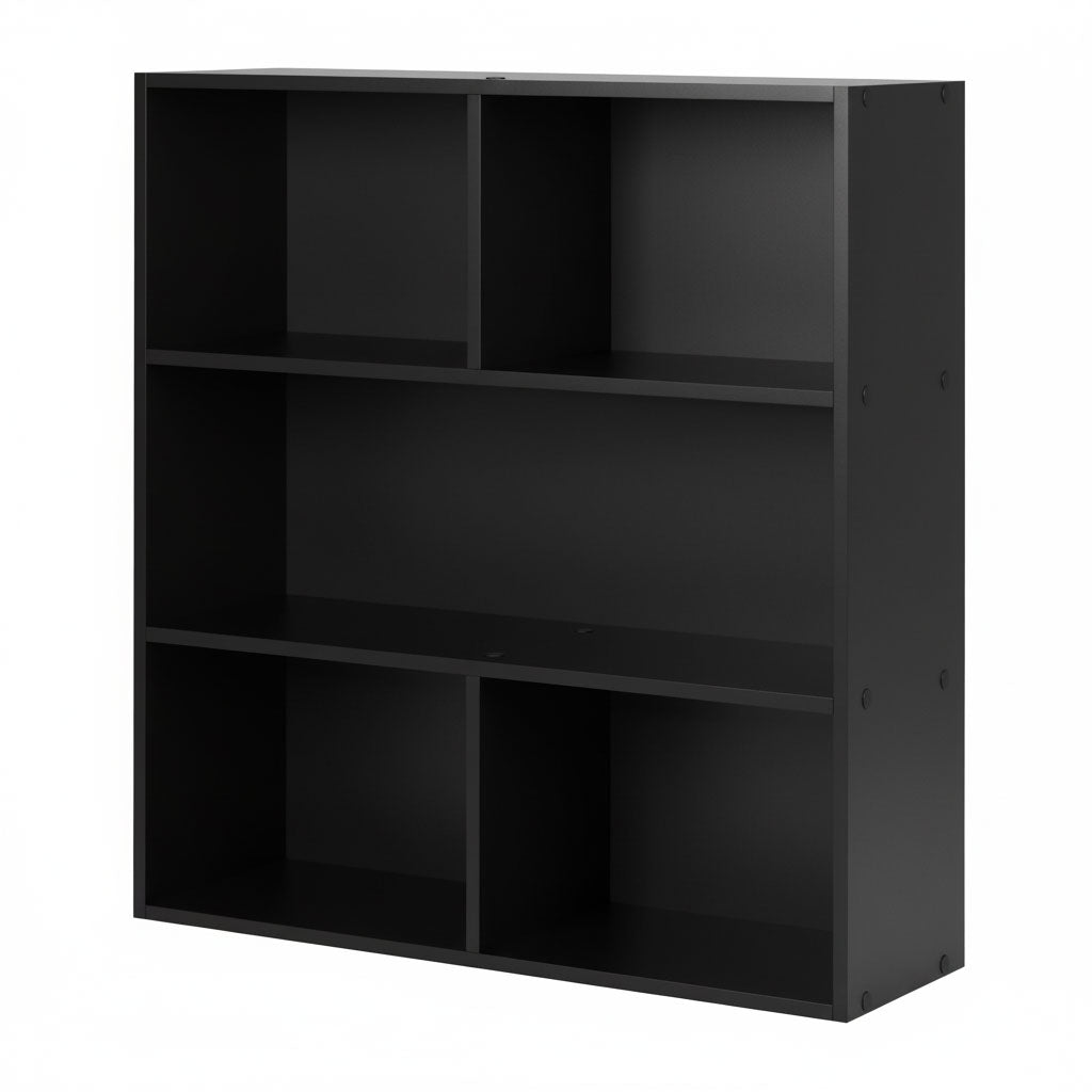 Three-Level Black Shelf for Living Room, Bedroom