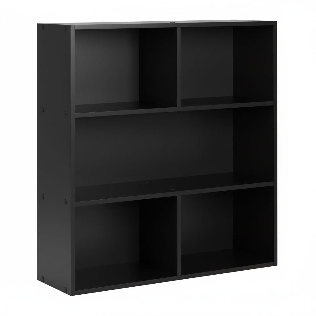 Three-Level Black Shelf for Living Room, Bedroom