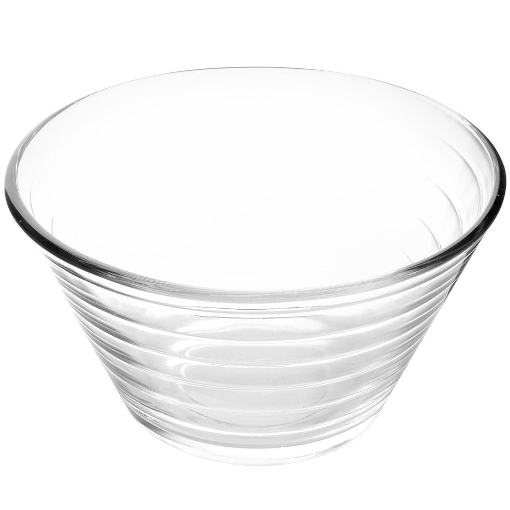 Three elegant glass bowls for salad, snacks and dessert