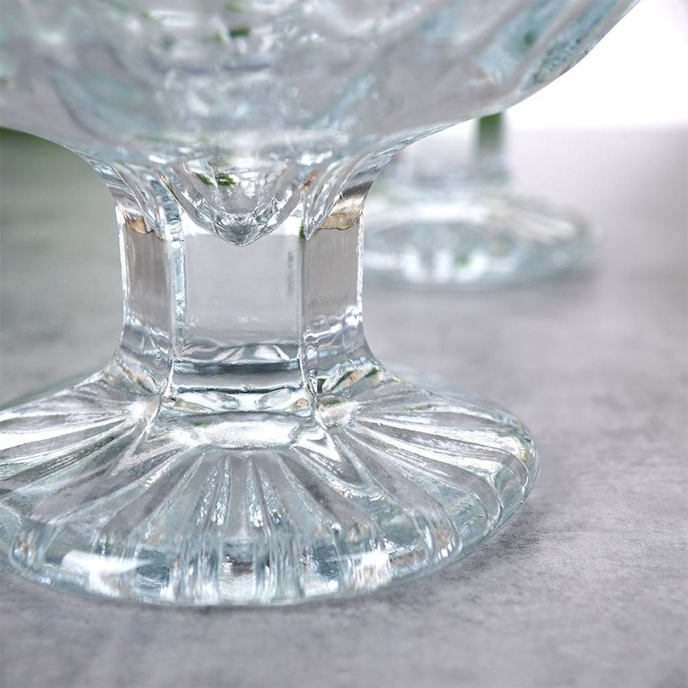 Three elegant glass dessert bowls, dishwasher safe