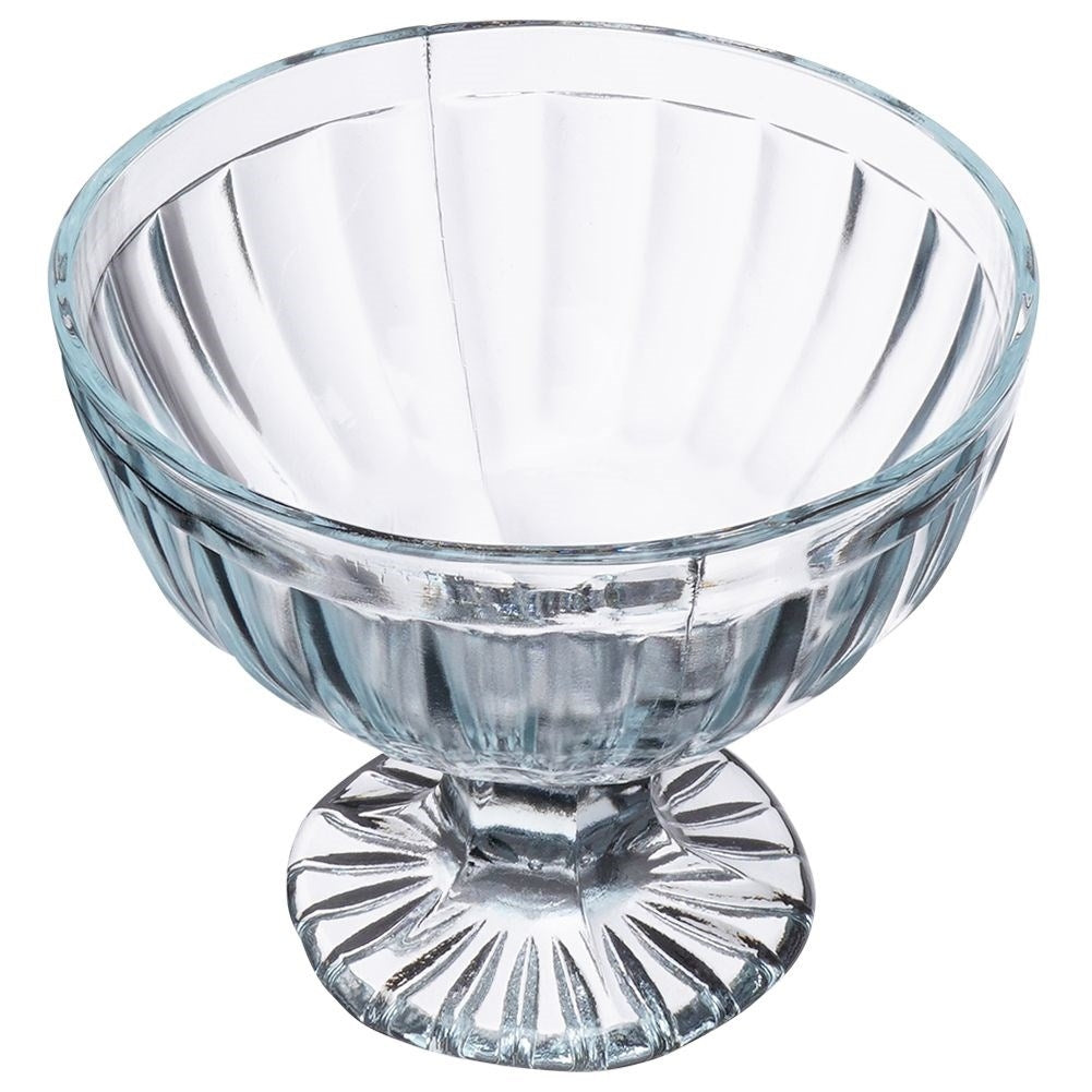Three elegant glass dessert bowls, dishwasher safe