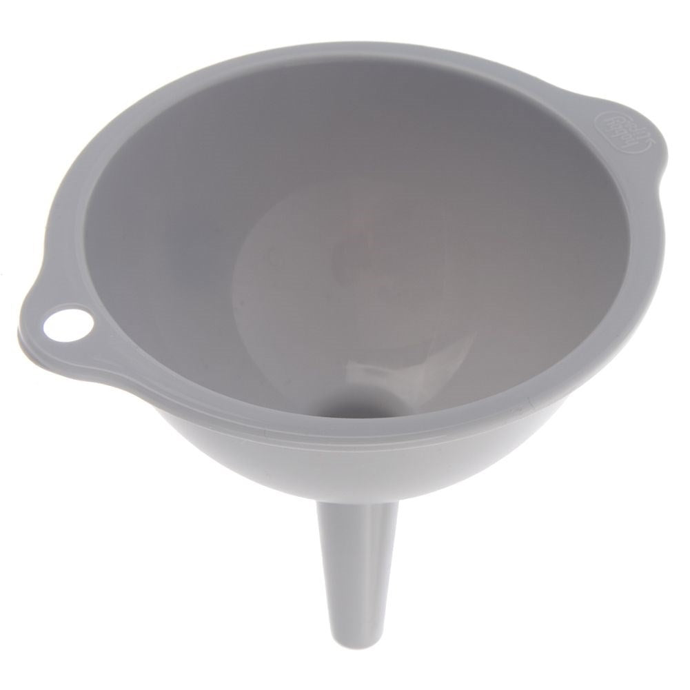 Three kitchen funnels in different sizes, transparent material