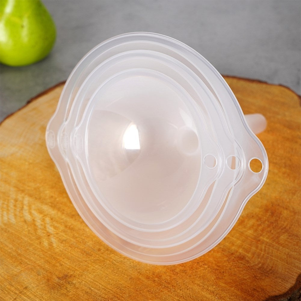 Three kitchen funnels in different sizes, transparent material