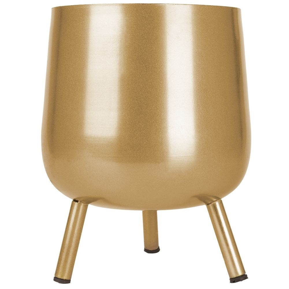 Three-legged pot in golden metal with non-slip coating