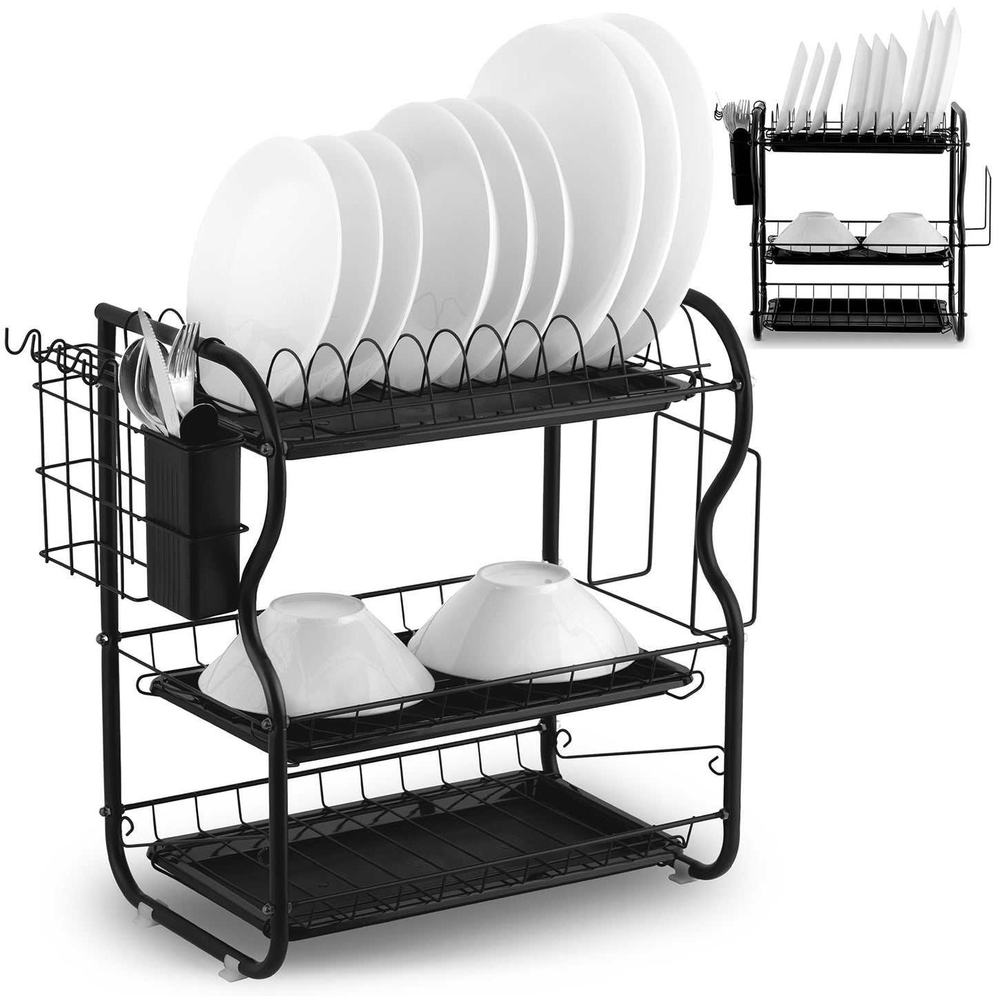 Three-level dish dryer MS-603 Massido, black