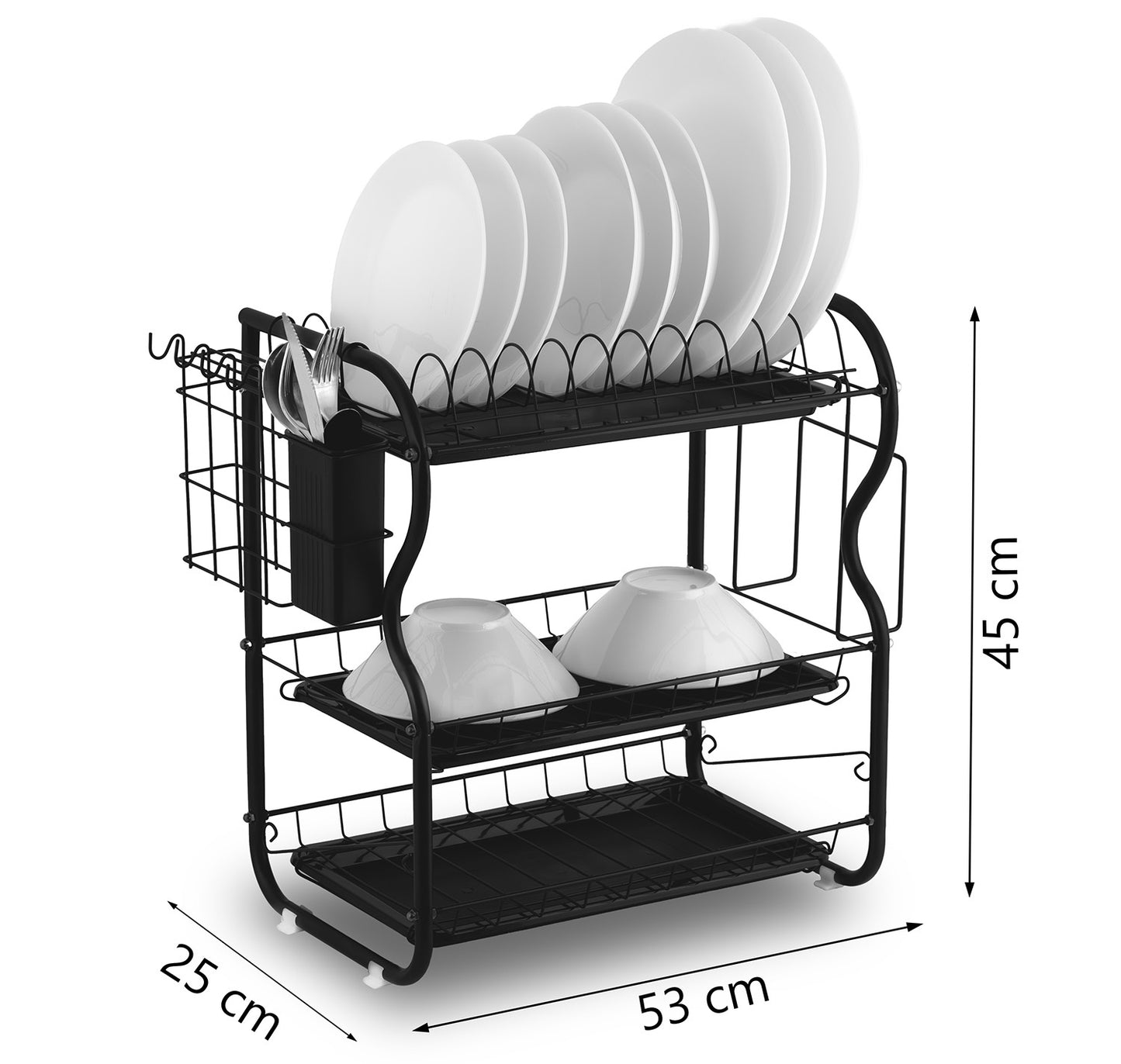 Three-level dish dryer MS-603 Massido, black