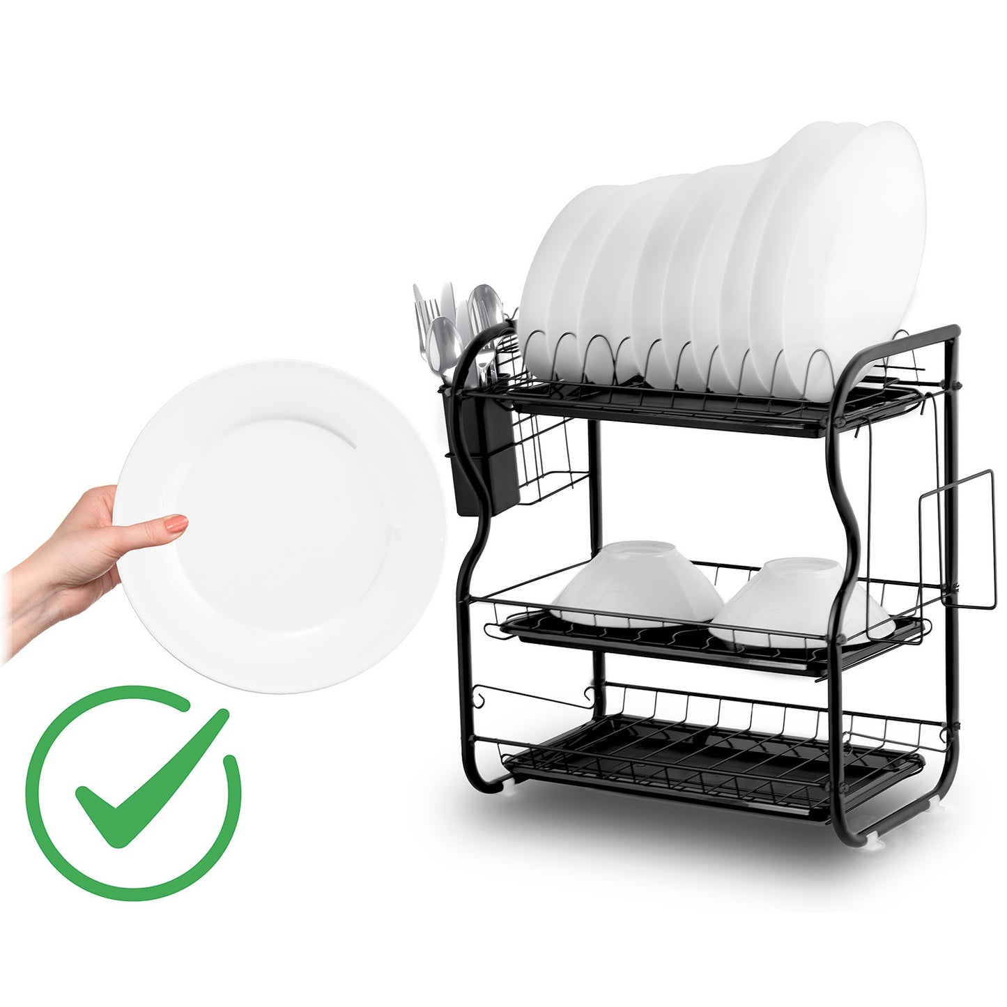 Three-level dish dryer MS-603 Massido, black