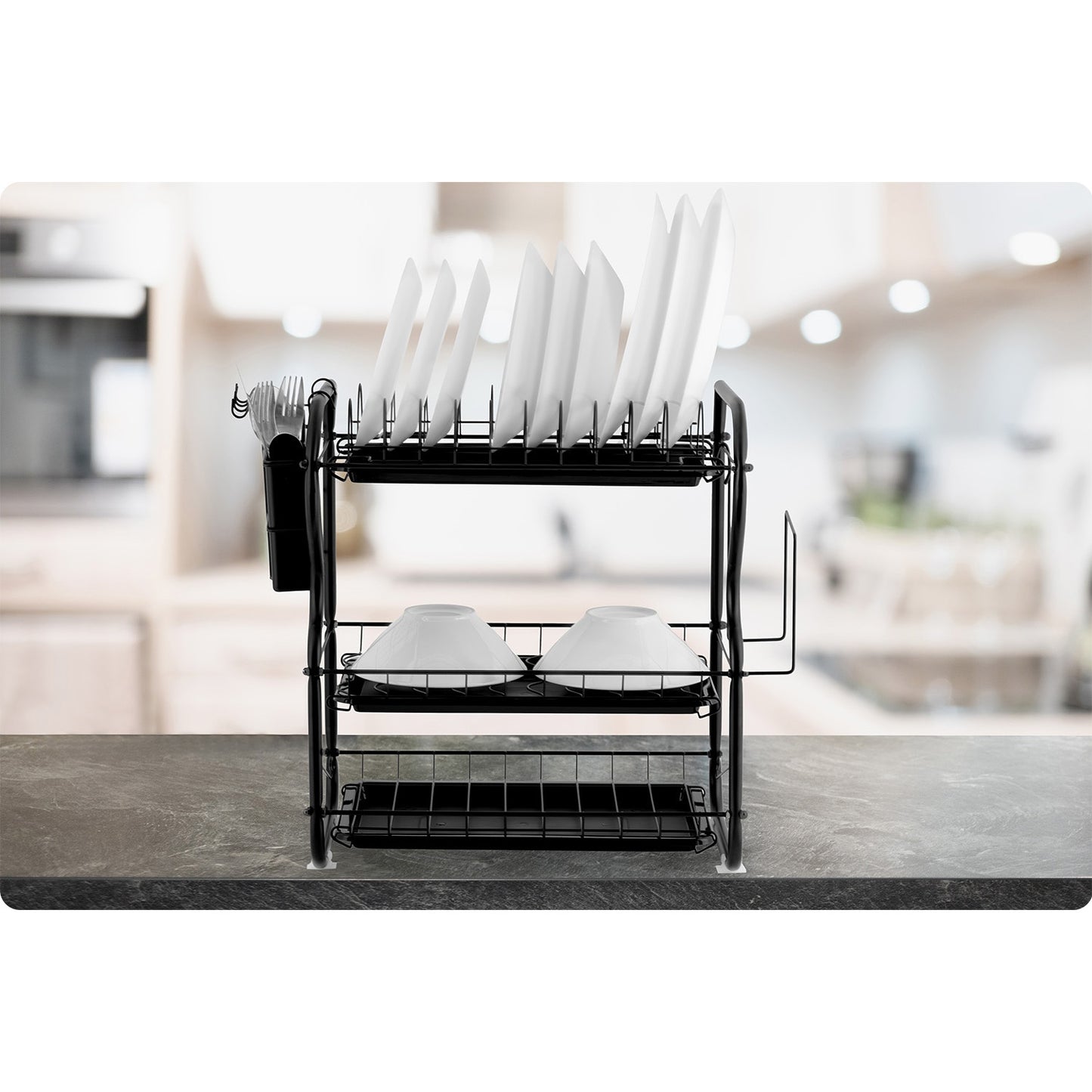 Three-level dish dryer MS-603 Massido, black