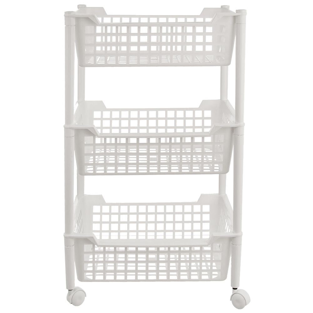 Three-level shelf on wheels for home, workshop & balcony