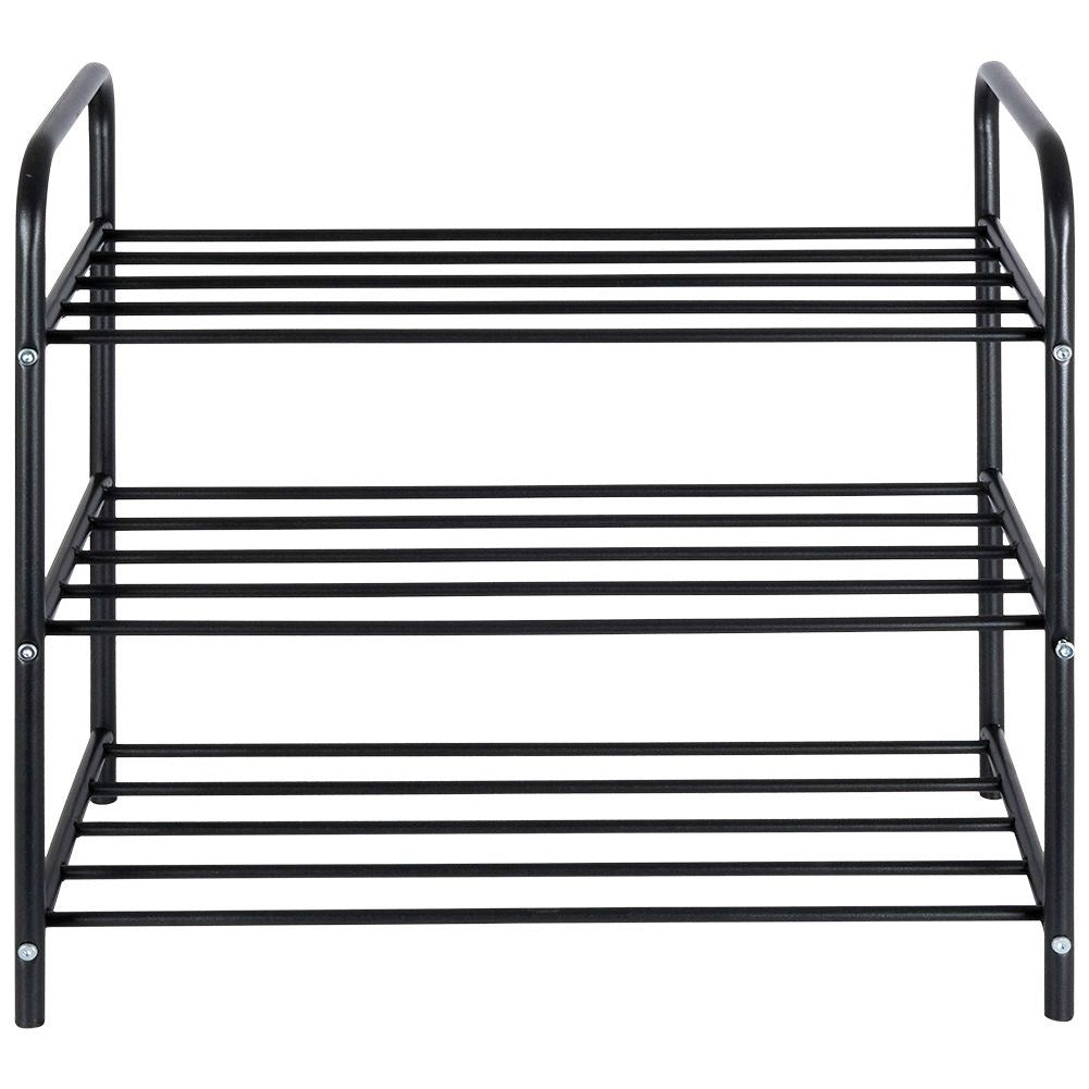 Three-level shoe shelf in black metal
