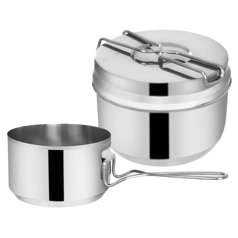 Three-piece Camping Lunch Box in Stainless Steel for Adventure