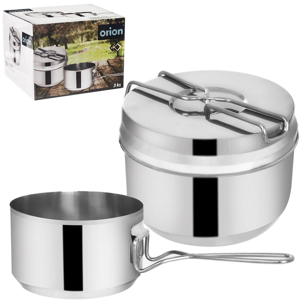 Three-piece Camping Lunch Box in Stainless Steel for Adventure