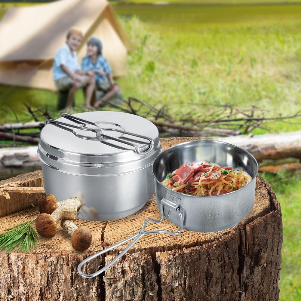 Three-piece Camping Lunch Box in Stainless Steel for Adventure