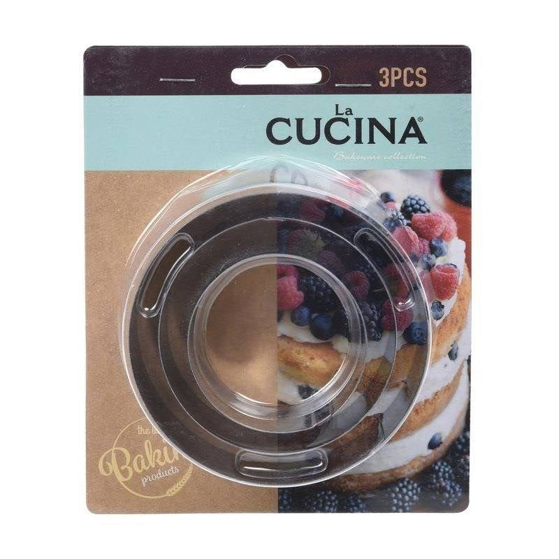 Three rings for shaping, cutting and decorating dishes