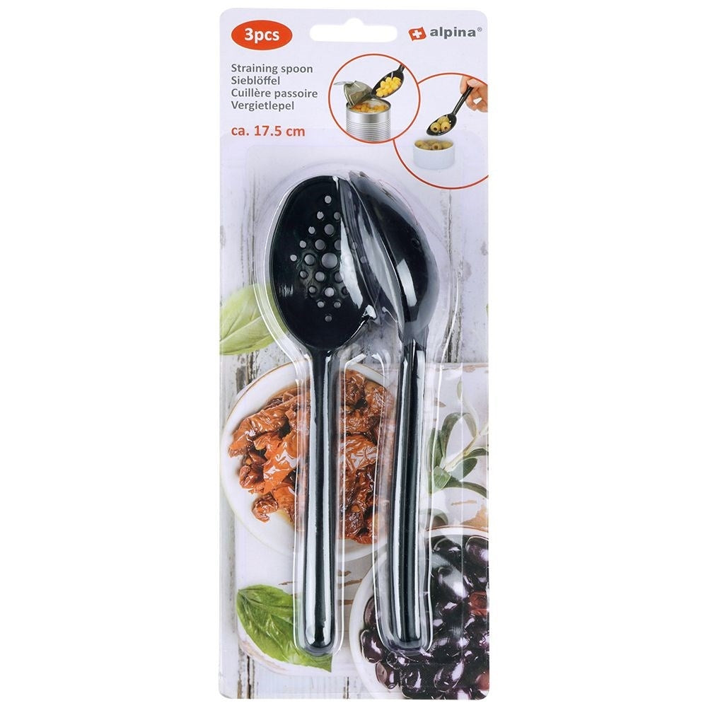 Three slotted spoons 17.5 cm - Perfect for olives, corn, peas