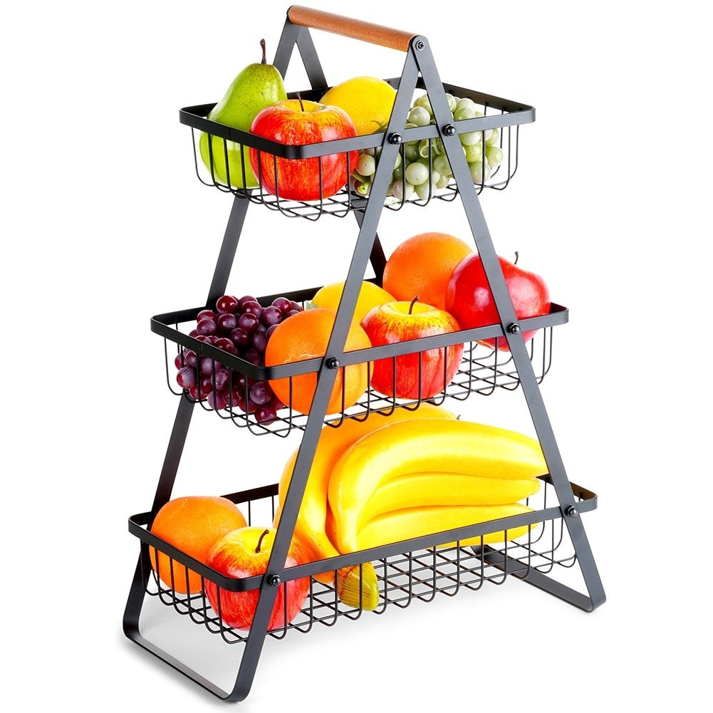Three-story fruit basket and vegetable basket in loft style
