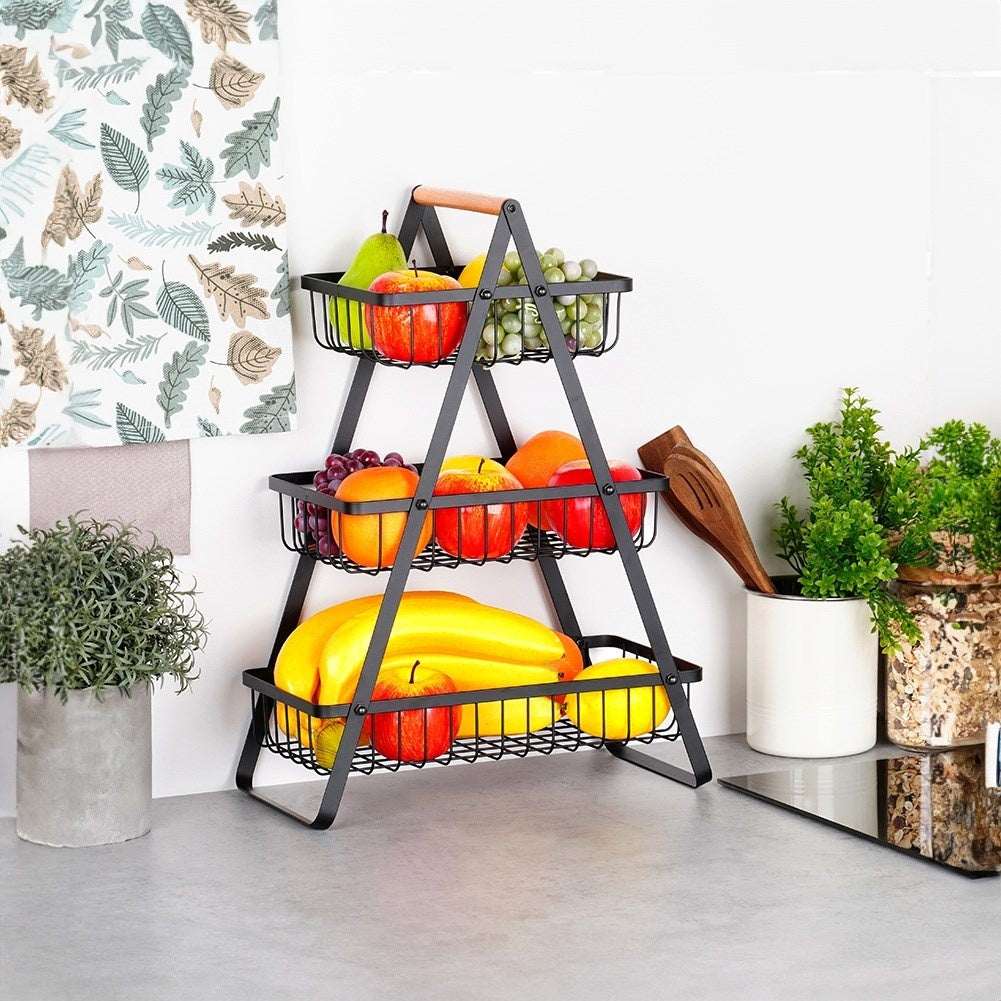 Three-story fruit basket and vegetable basket in loft style