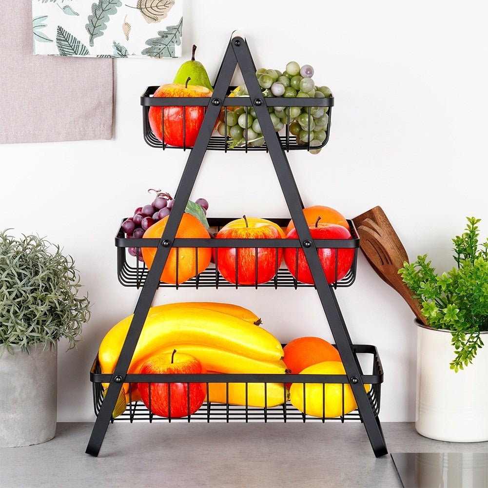Three-story fruit basket and vegetable basket in loft style