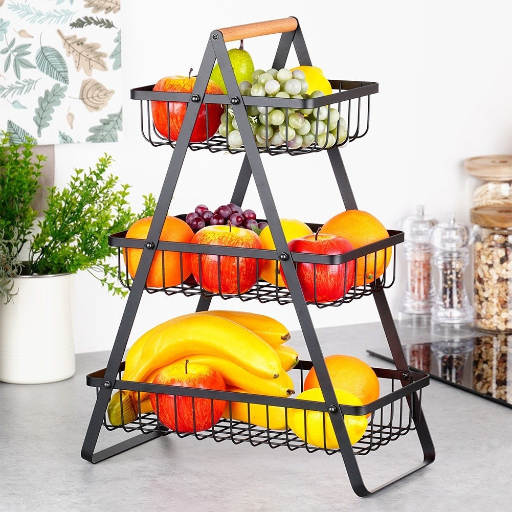 Three-story fruit basket and vegetable basket in loft style