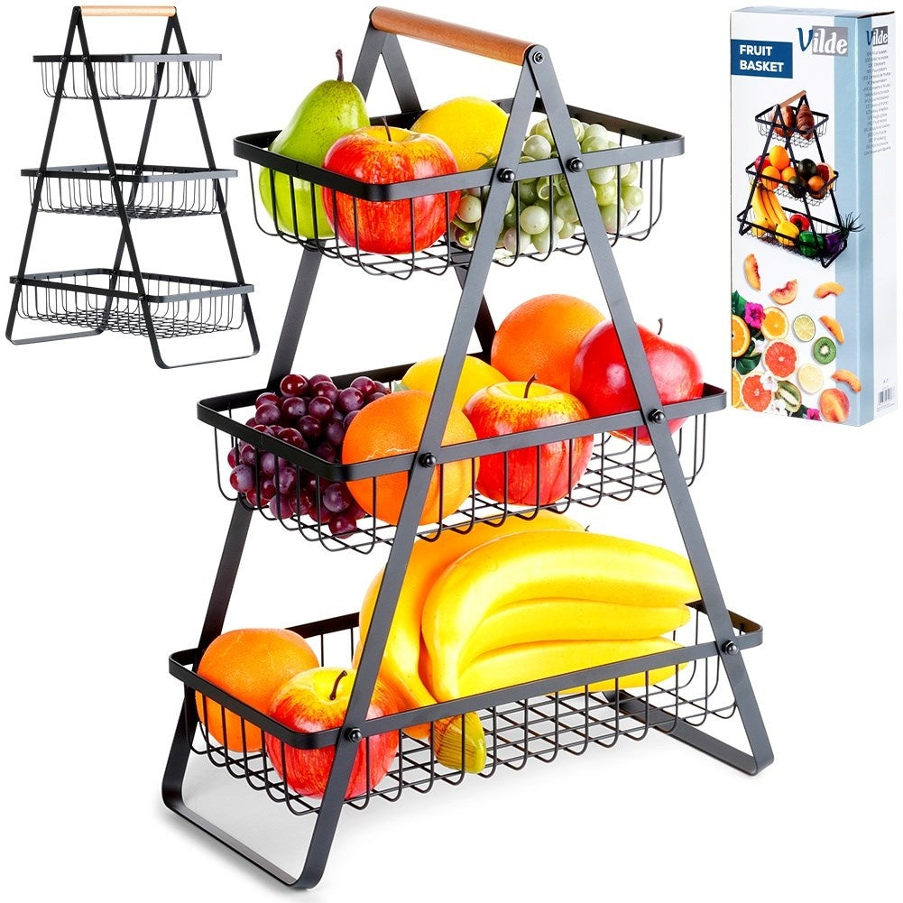 Three-story fruit basket and vegetable basket in loft style
