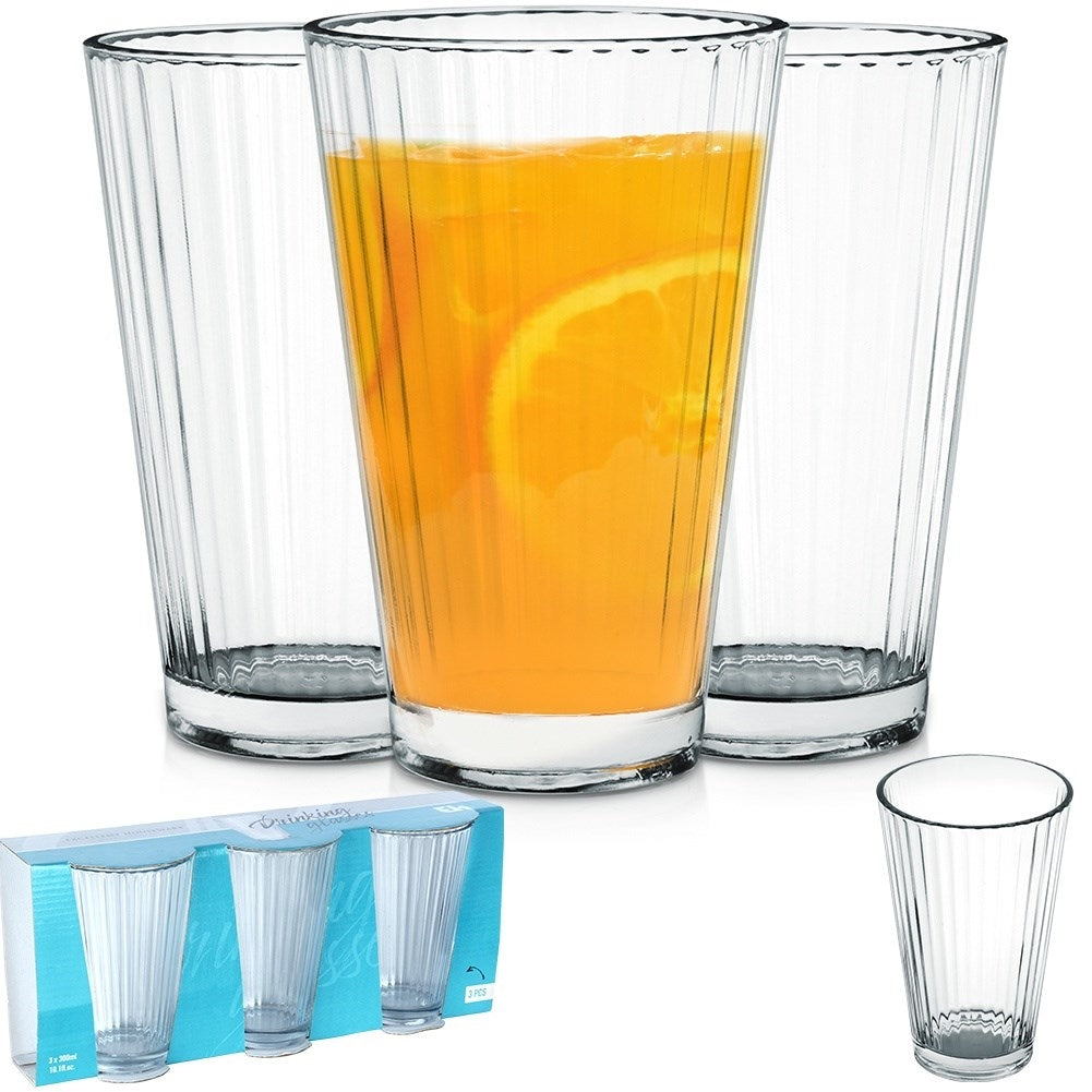 Three tall glasses 270 ml - thick, transparent glass