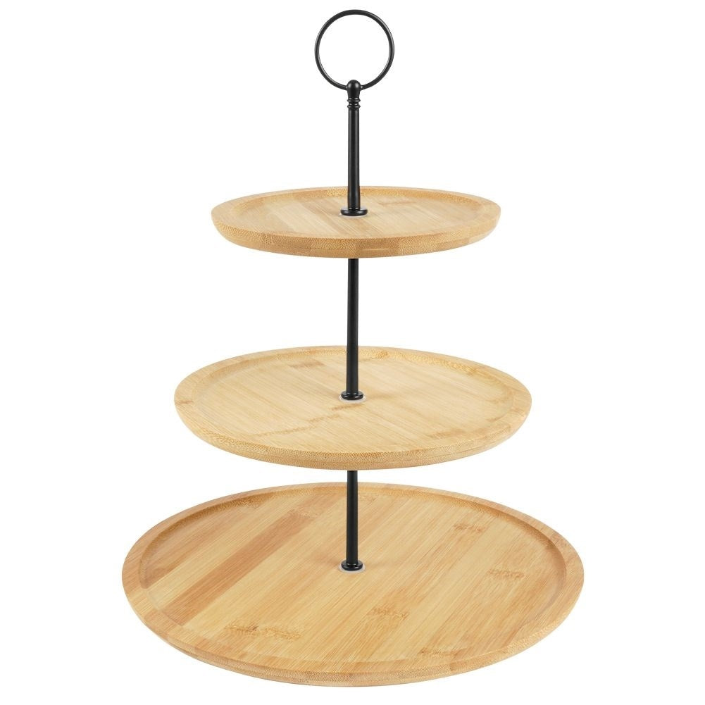 Three-tier bamboo cookie tray for cookies, fruit and snacks