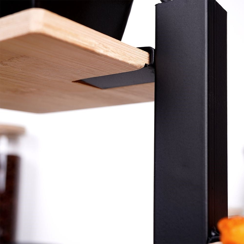Three-tier serving tray in bamboo for charcuterie, cheese and snacks