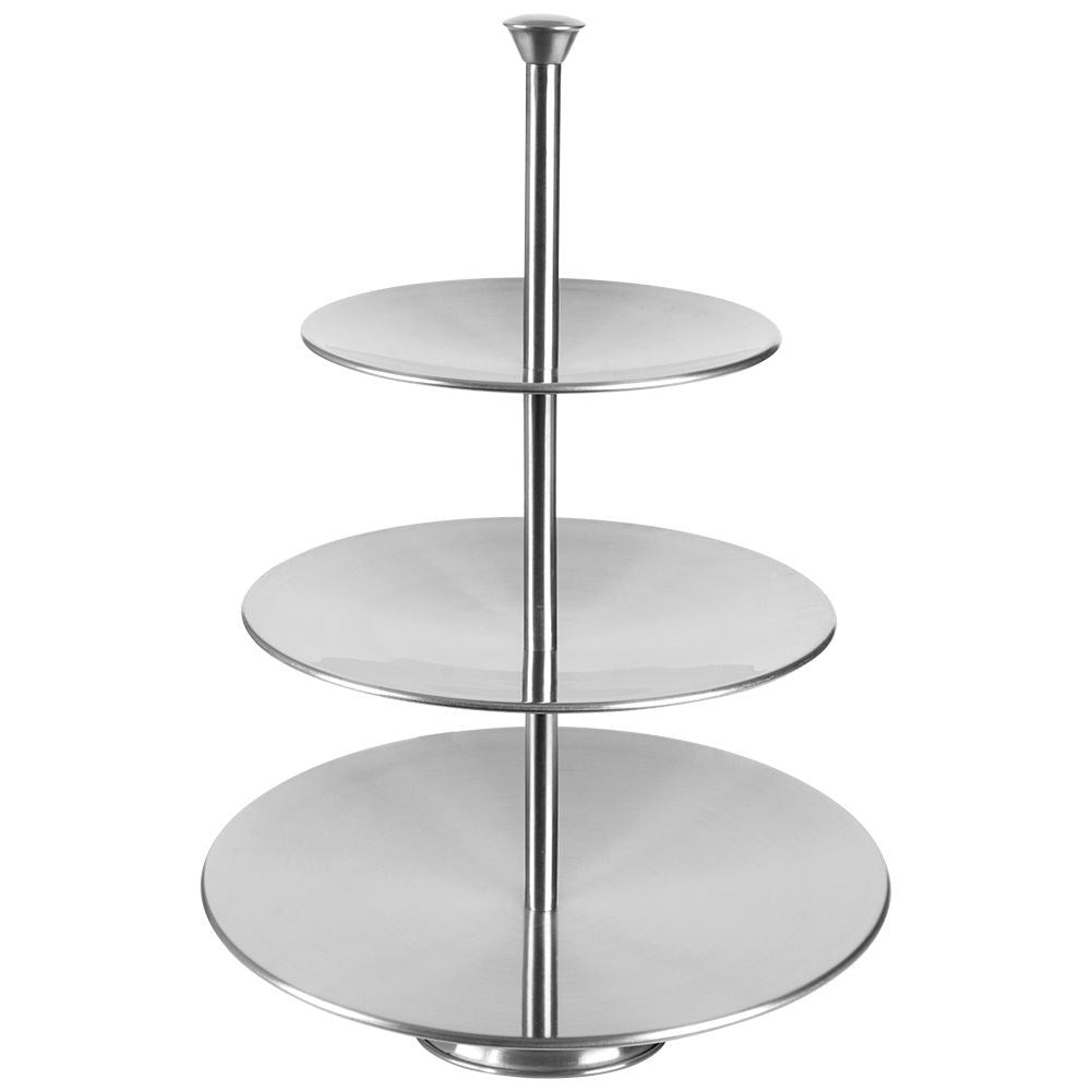 Three-tier stainless steel cake plate for elegant serving