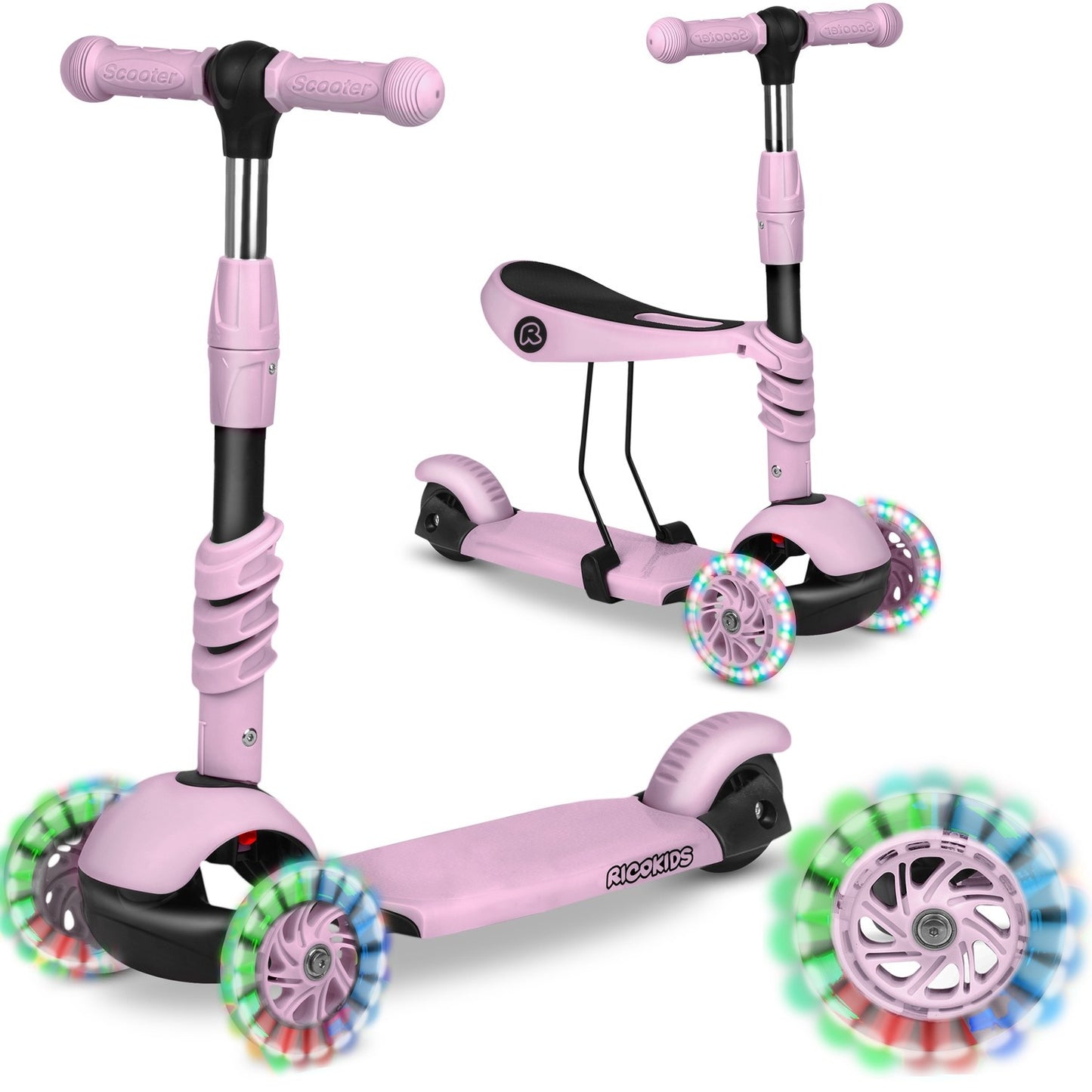 Three-wheeled Scooter Ricokids Cubi - Pink