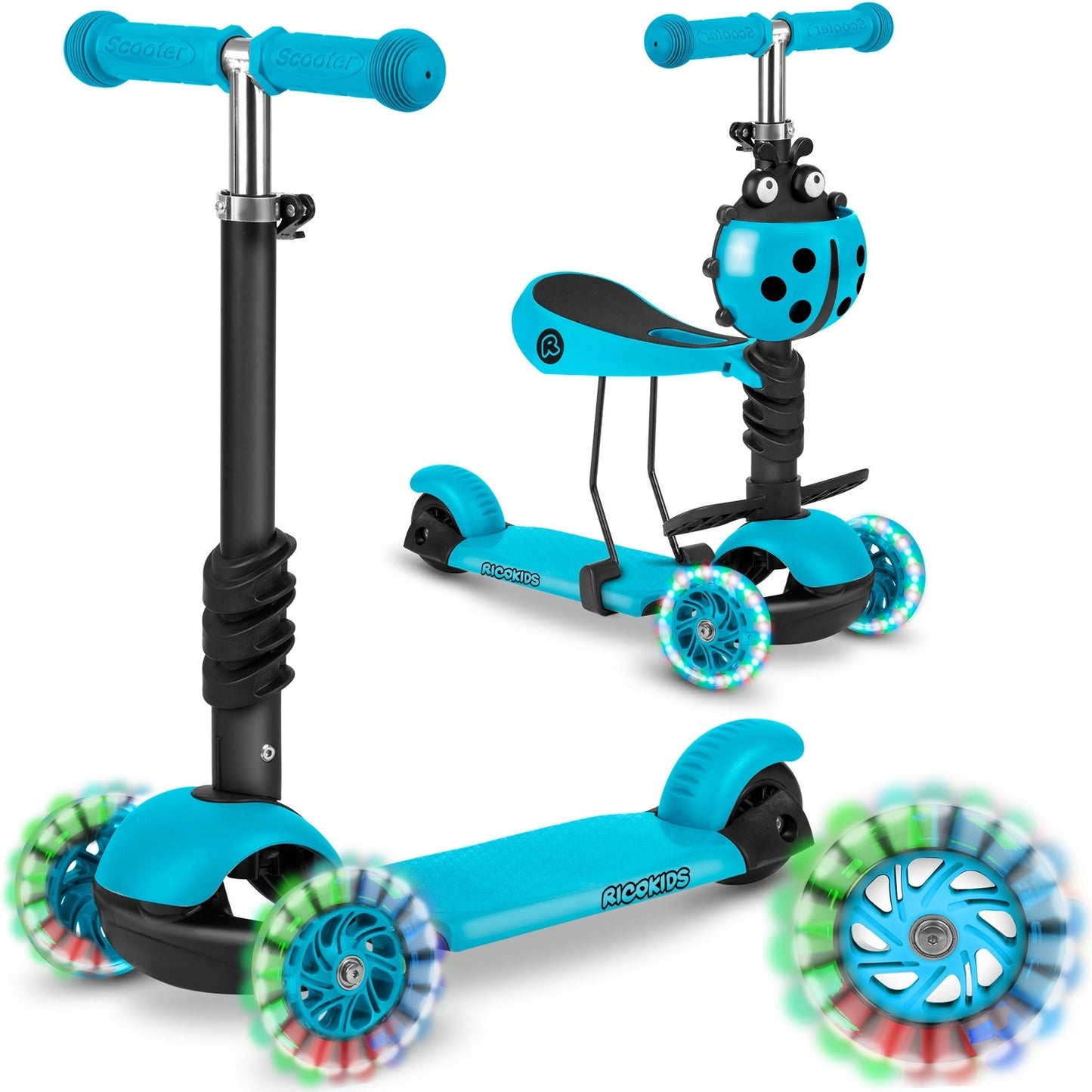 Three-wheel scooter Ricokids Buggy - turquoise