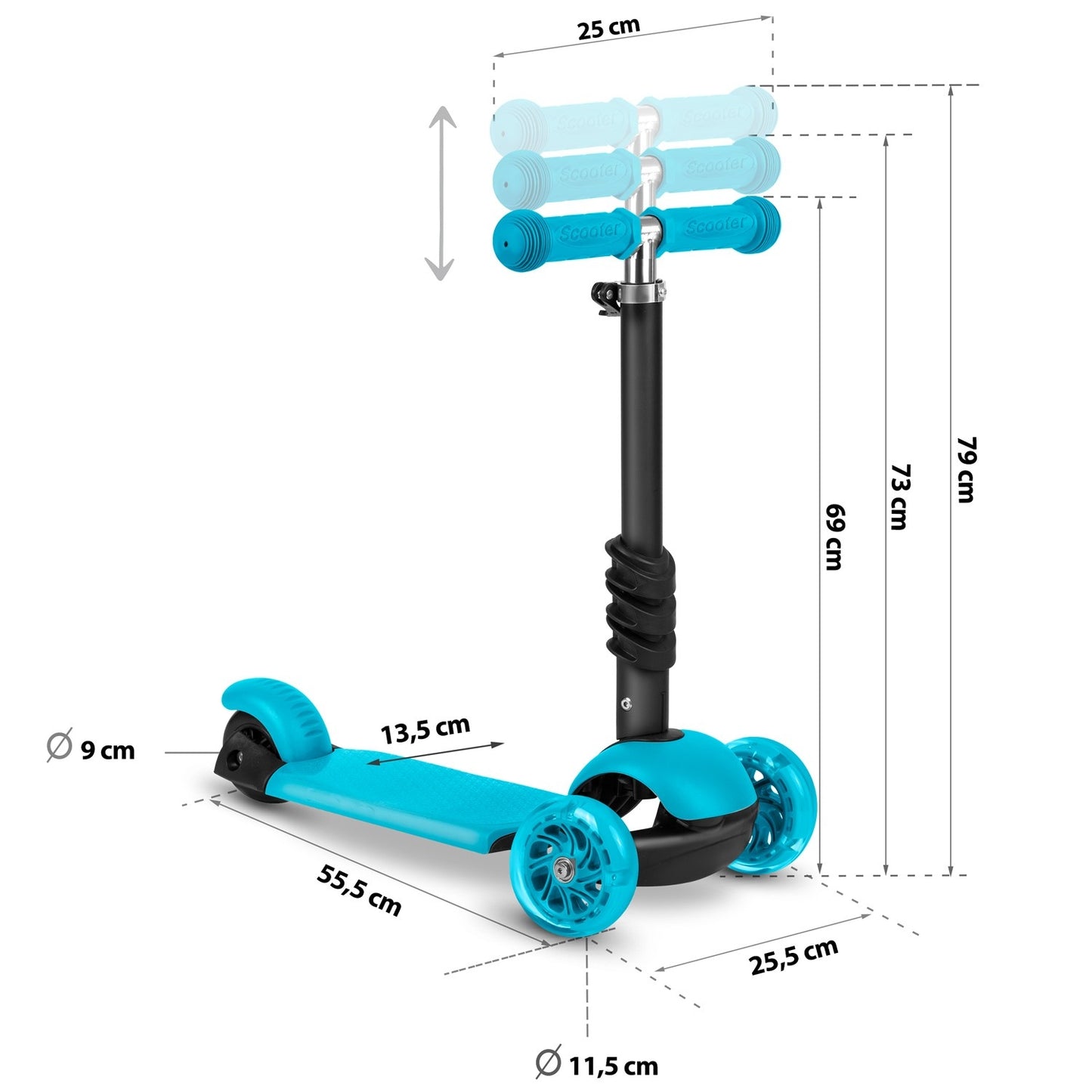 Three-wheel scooter Ricokids Buggy - turquoise