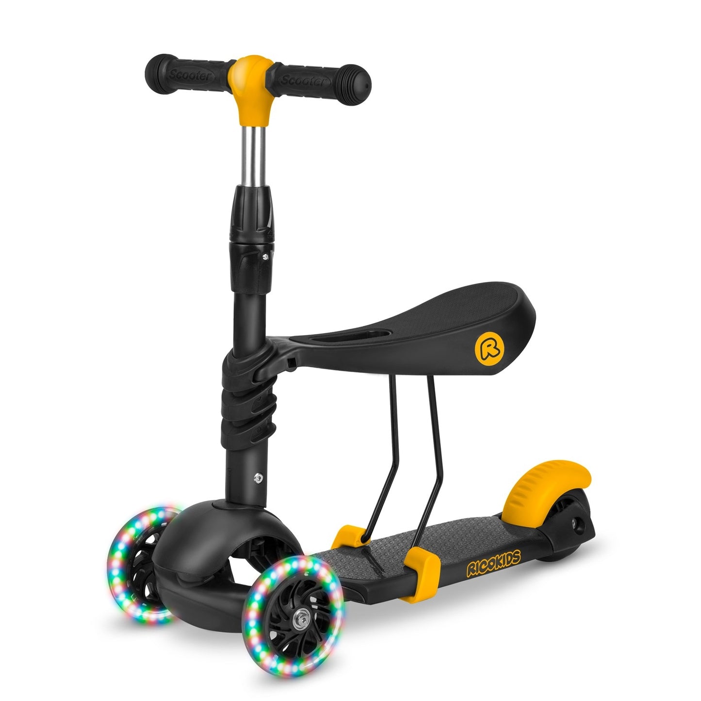 Three-wheel scooter Ricokids Cubi - black and orange
