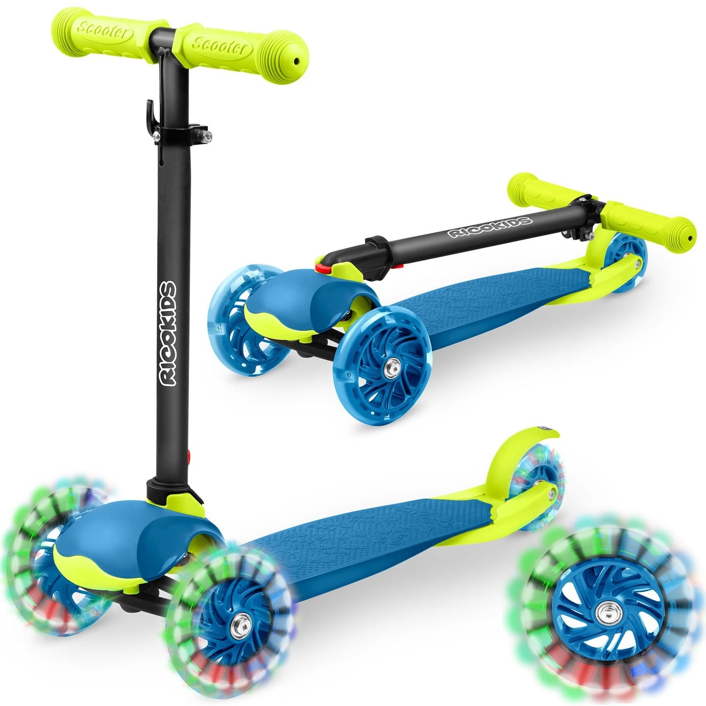 Three-wheel scooter Ricokids Loco - blue/green