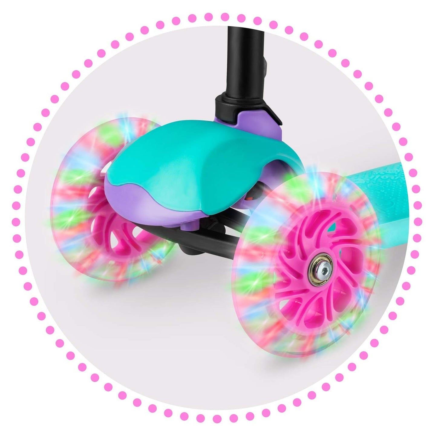Three-wheel scooter Ricokids Loco - turquoise and pink